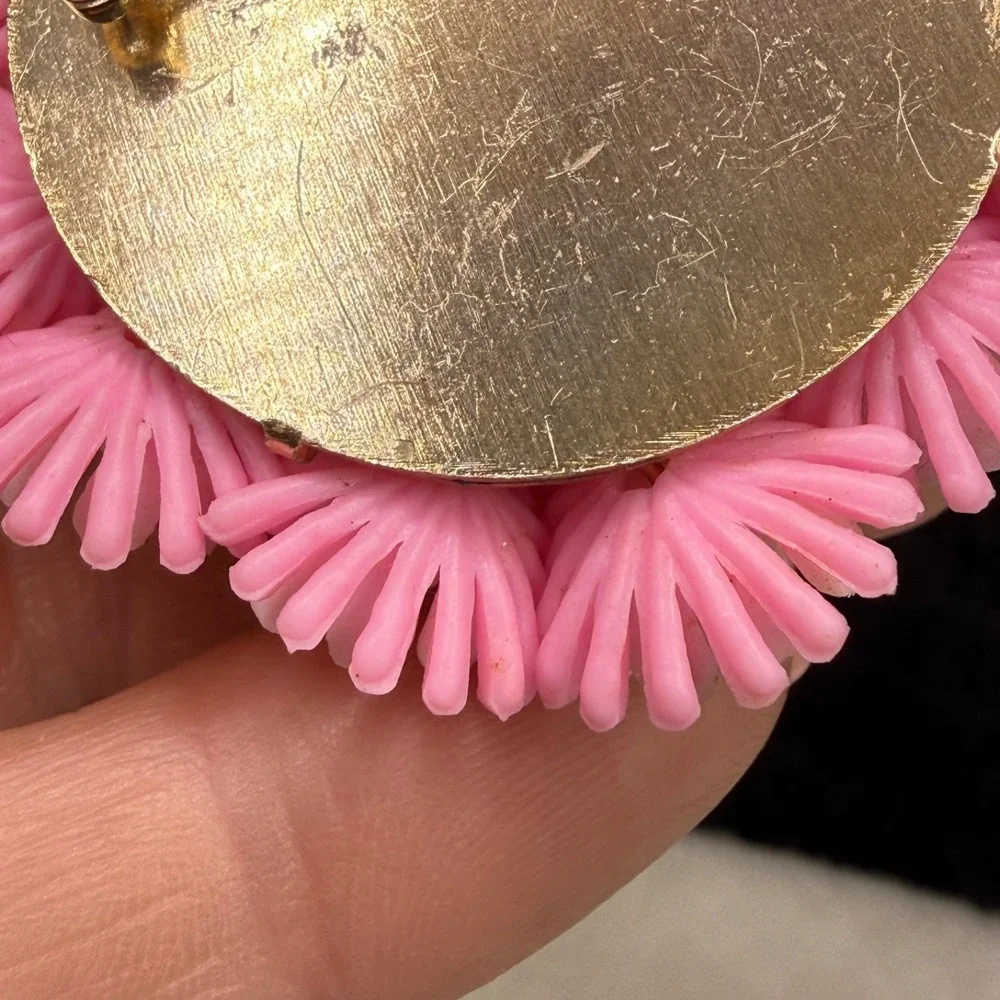 Vintage Flower Brooch Pink Dome